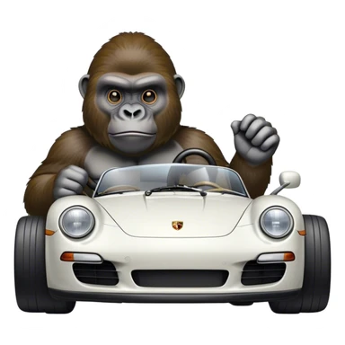 gorilla driving porsche sticker