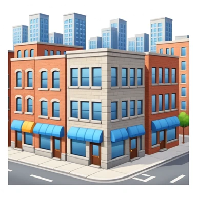 city street with buildings sticker