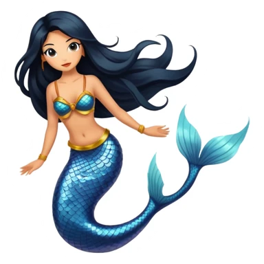 full body koi mermaid woman with tanned skin and long black hair sticker