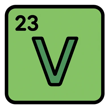 V symbol styled like a periodic table tile, green, crisp and easy to read sticker