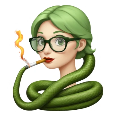 can you create a sneaky bitch SNAKE with big glasses smoking a cigarrette sticker