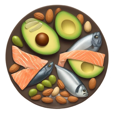 Avocado, olives, fish and nuts plate sticker