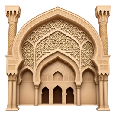 Cinematic Realistic Alhambra Landmark Emoji, capturing the intricate Moorish architecture, ornate arches. sticker
