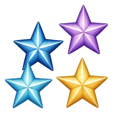 three simple sparkle stars, each star has a different fabric pattern sticker