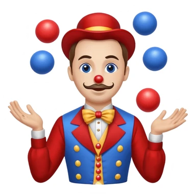 circus juggler juggling balls blue and white and red sticker