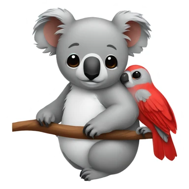 Koala bear cardinal bird cuddle sticker