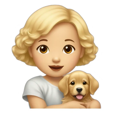 Asian Baby girl and golden retriever portrait sticker