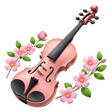 A romantic pastel violin with heart above, and some flower petals scattered around sticker