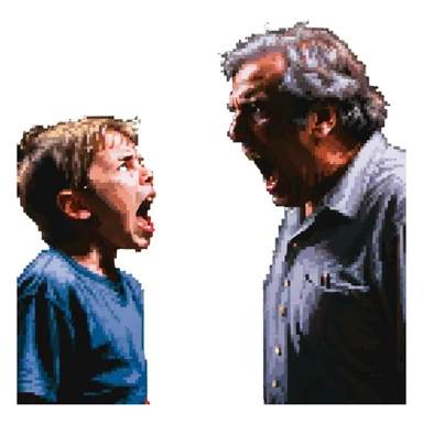 papa gritándole a su hijo en plano medio sticker