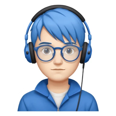 Faker with blue hair, T1 uniform, wearing glasses, white headphone











 sticker