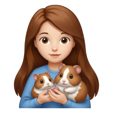 A pretty brown long hair  girl holding a hamster sticker
