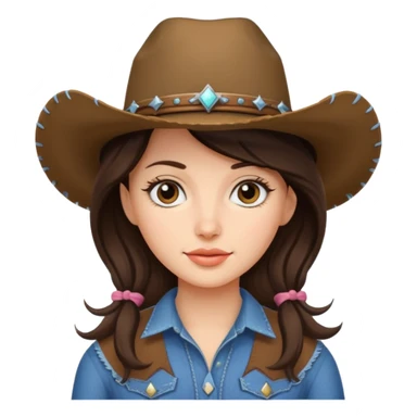 brunette girl with cowgirl hat sticker