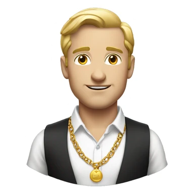 white man with formal clothes with open shirt and gold necklace sticker