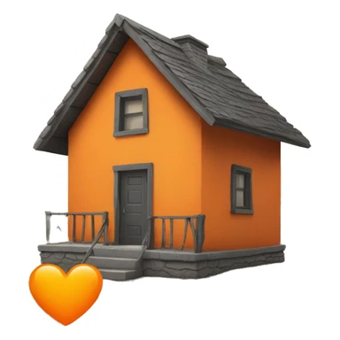 orange house with heart on the roof sticker