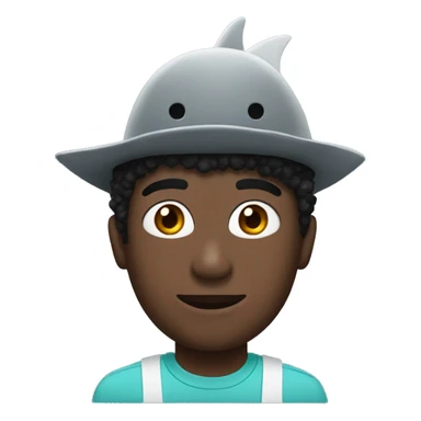 gay black man with with a shark hat sticker