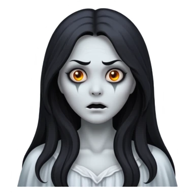 creepy ghost woman with gray skin and scary face sticker