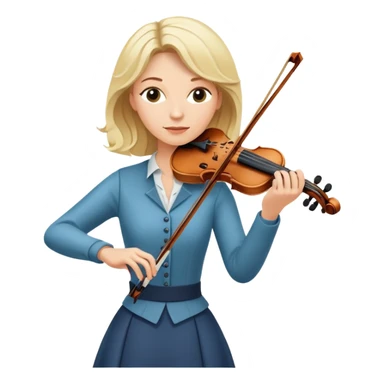 Full body of middle-aged blonde woman playing violin, standing position sticker