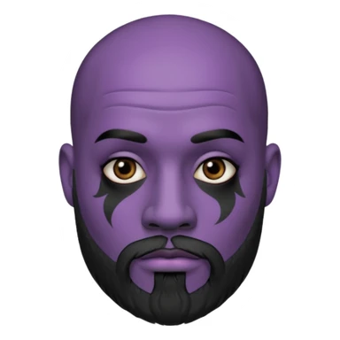 bald purple bearded man with black face tattoo sticker