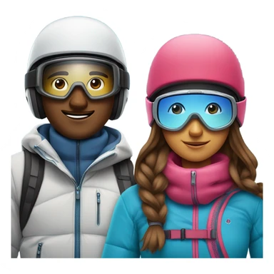 Couple de brun, la femme fait du ski, l’homme fait du snowboard sticker