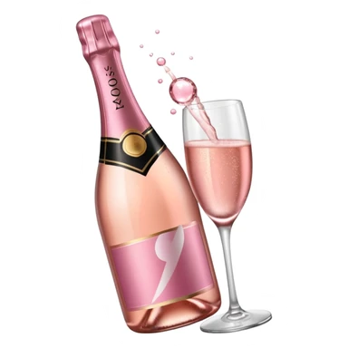 bottle of sparkling rose champagne tilted sideways sticker