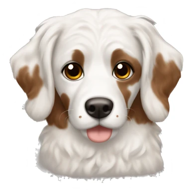 White Burna doodle with brown spot over eye and brown ears ￼ sticker