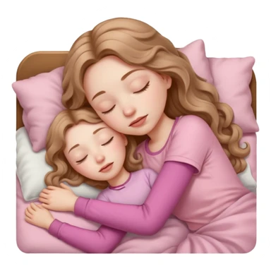 girl with pale skin and long wavy light brown hair in light pink clothes sleeping sticker