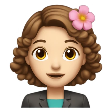 receptionist desk brown hair flowers in hand sticker