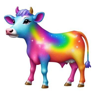 Lisa frank glitter sun star rainbow cow sticker