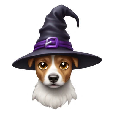 Dog with witch hat sticker