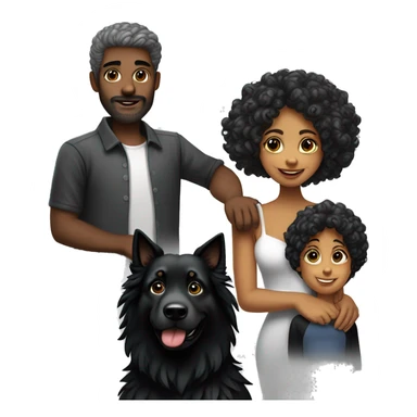 Casal mulher brana e cabelo preto homen negro e cachorro preto tipo lobo sticker