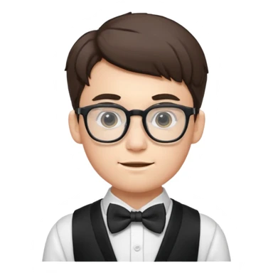 Nerdy specs boy  emoji with bow sticker