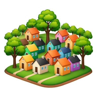 a realistic plot of land with trees and houses sticker