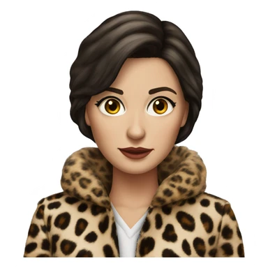 Pretty realistic brunette hair mob wife with leopard coat no smile  sticker