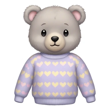 
gray teddy bear in a pastel sweater sticker
