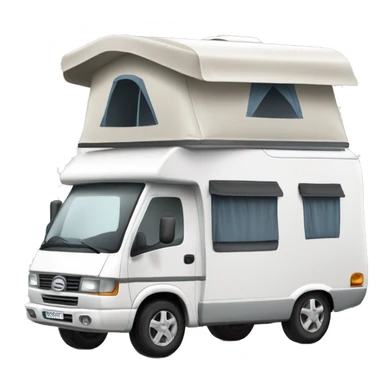 weißes Wohnmobil mit Alkoven, Camping sticker