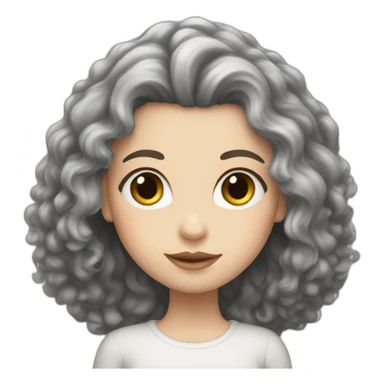 White girl with frizzy long black hair sticker