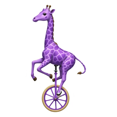 A purple giraffe riding a unicycle  sticker