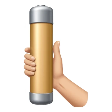 beige skin colored hand holding a cylindrical tube, no sleeves, no clothes sticker