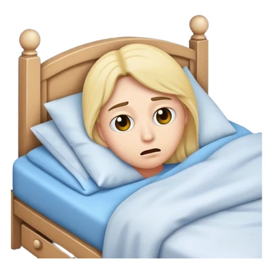 insomnia lying awake in bed emoji with worried face, night colors sticker