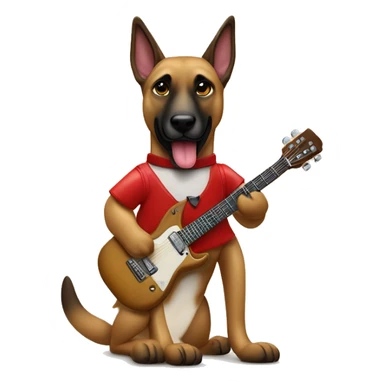 berger malinois debout qui joue de la guitar electric rock red popstar sticker