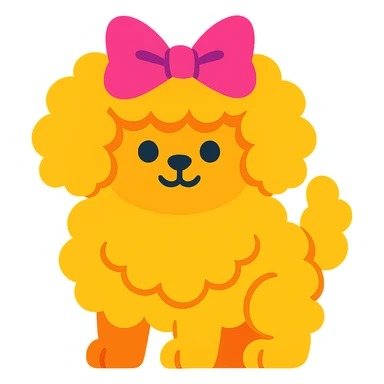 fluffy bow, exaggerated fluff, cartoon style, bright colors sticker