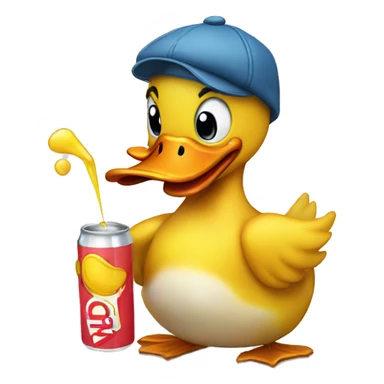 cartoon Duck doing a spit take holding a juice box sticker