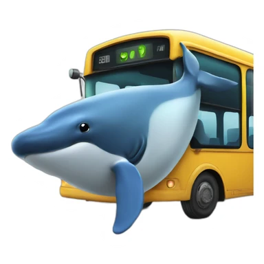 whale sitting in bus playing with his smartphone sticker