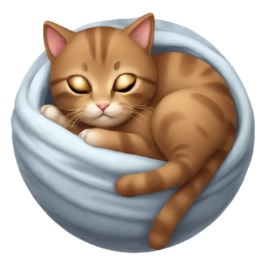 Cute brown kitty snuggled up in a ball sticker