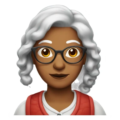 Grandma emoji, wearing cat-eye shaped rim glasses and long red hair sticker