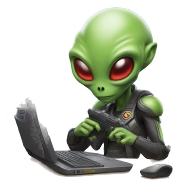 Alien playing overwatch game sticker