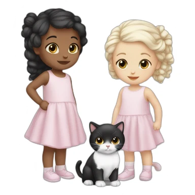 Baby girl -with 1 white cat- 1 black cat sticker