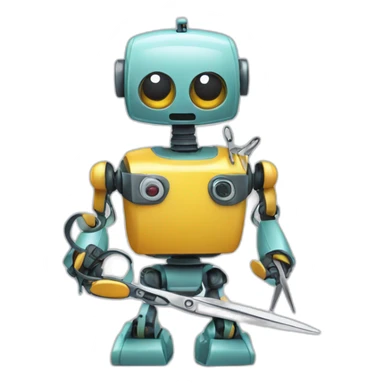 robot with a pair scissors sticker