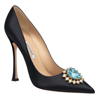 manolo blahink 90's satin pump add the jewelry to the front sticker