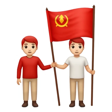 PTP DOS PERSONAS CON BANDERARAS ROJAS sticker